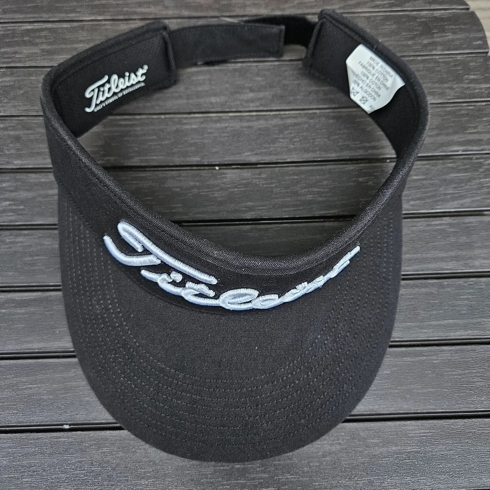 Titleist x Footjoy Players Classic Visor Black White Embroidered Velcro Back OS